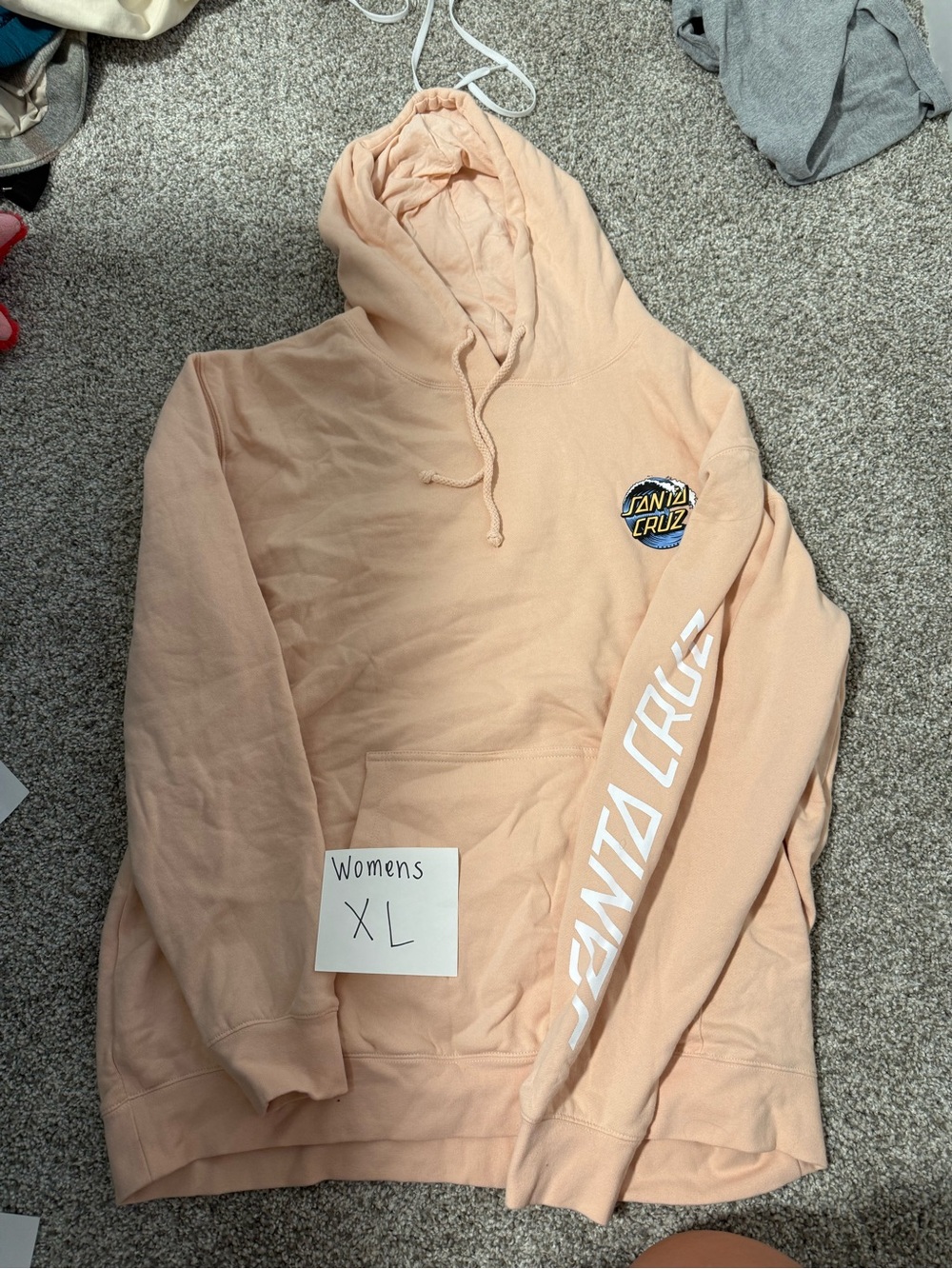 Santa Cruz Skateboards Peach Hooded Pullover with Sleeve Logo